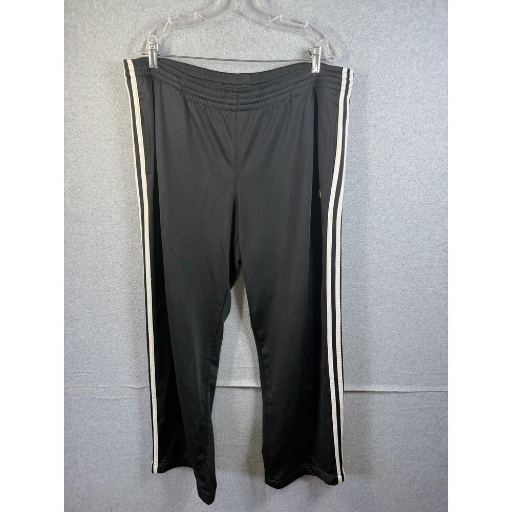 Adidas Pants Mens XL Black Side Stripe Track Athletic‎ Elastic Waist Polyester